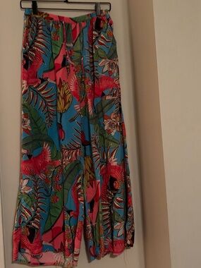 RACHEL Rachel Roy Tropical Print Wide-Leg Pants in Blue, Pink, Green